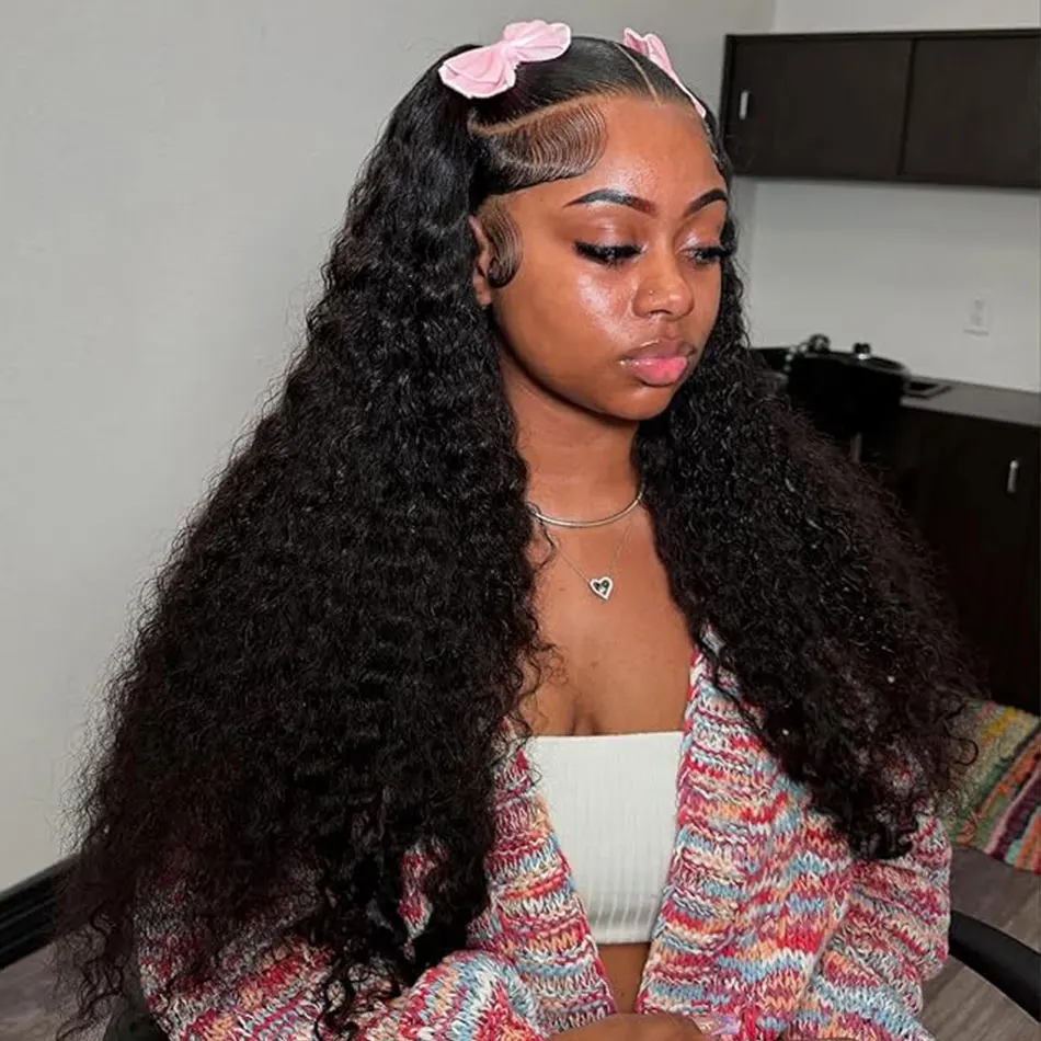 

30 inch 13x4 13x6 hd Lace Frontal Wig Deep Wave Frontal Wig Curly Wigs Human Hair 180% Density Black Deep Wave Human Hair Wig