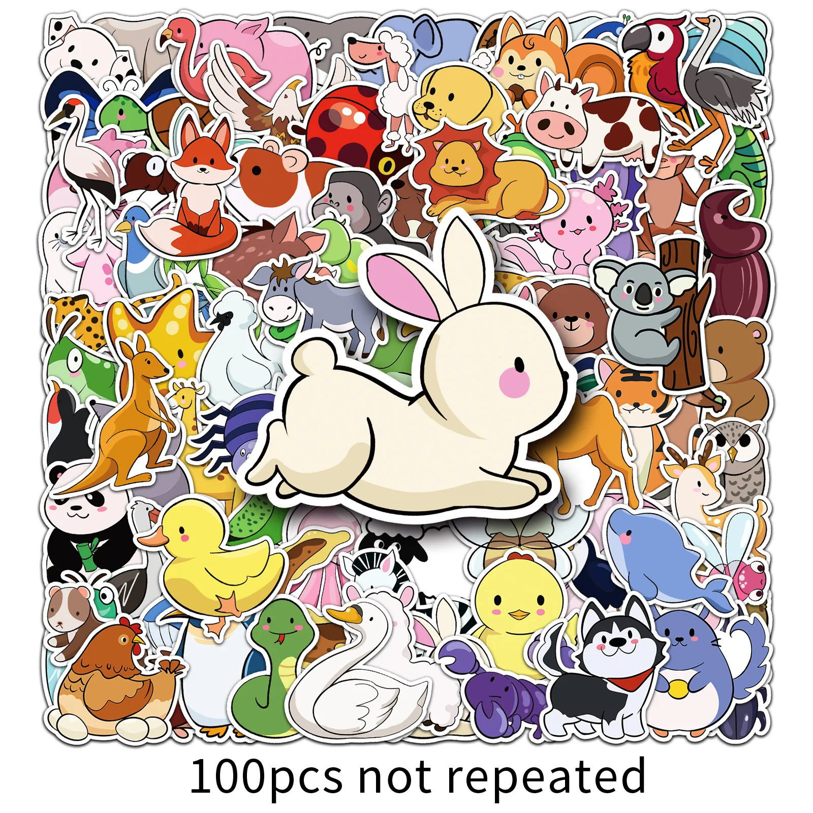 10/30/50PCS New Simple Drawing Animal Stickers Cartoon Stationery Luggage Guitar Computer Helmet Clip Wall Sticker Decoration