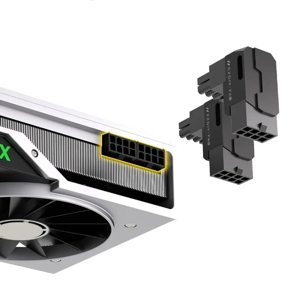 Custom 8-Pin PCIe GPU Elbow Connector 90 Turn Head STD/RVS, Cable Management for NVIDIA AMD GPU,Lengshuo Third-Party Replacement