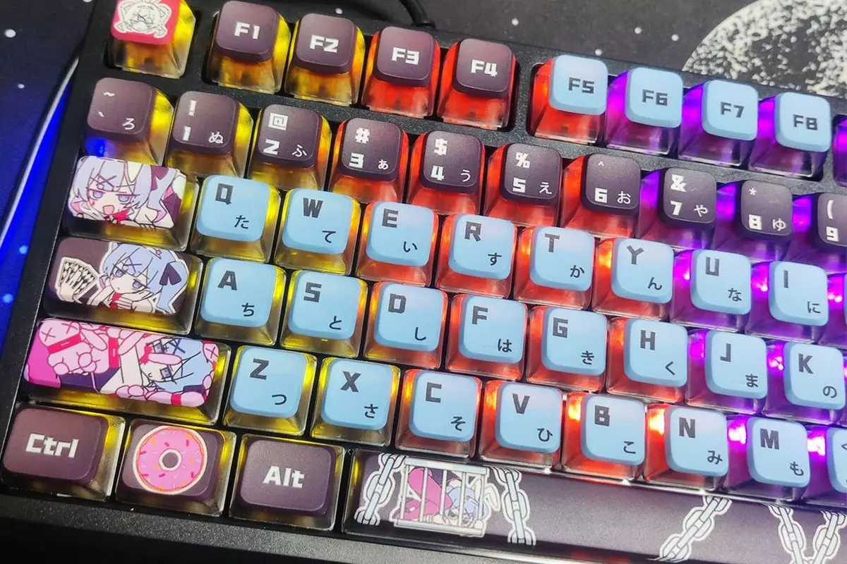 119 Keys Future Rabbit Hole Keycaps Pudding Sublimation Keycaps PBT+PC Transmission MDA Personality Mechanical Keyboard Keycaps