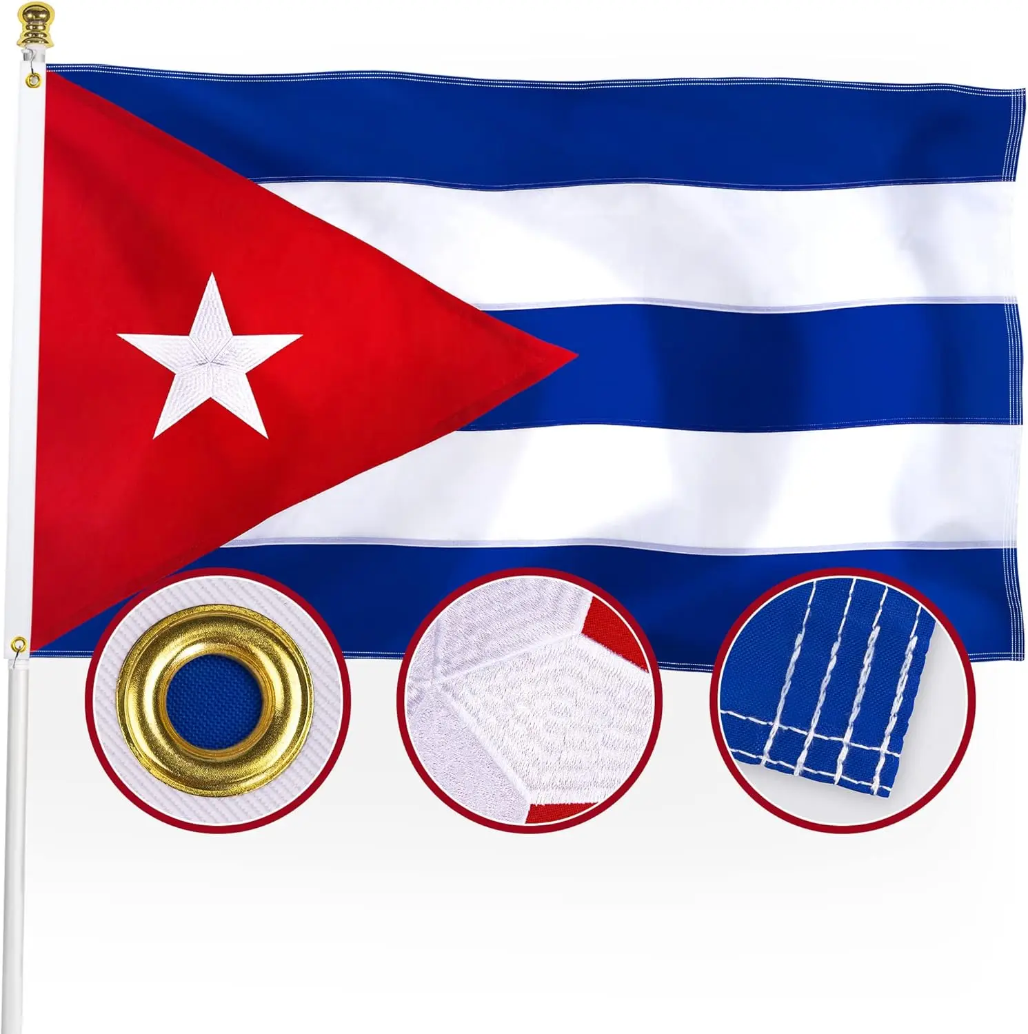 Flagnshow 210D Nylon Embroider Cuba Cuban Flags