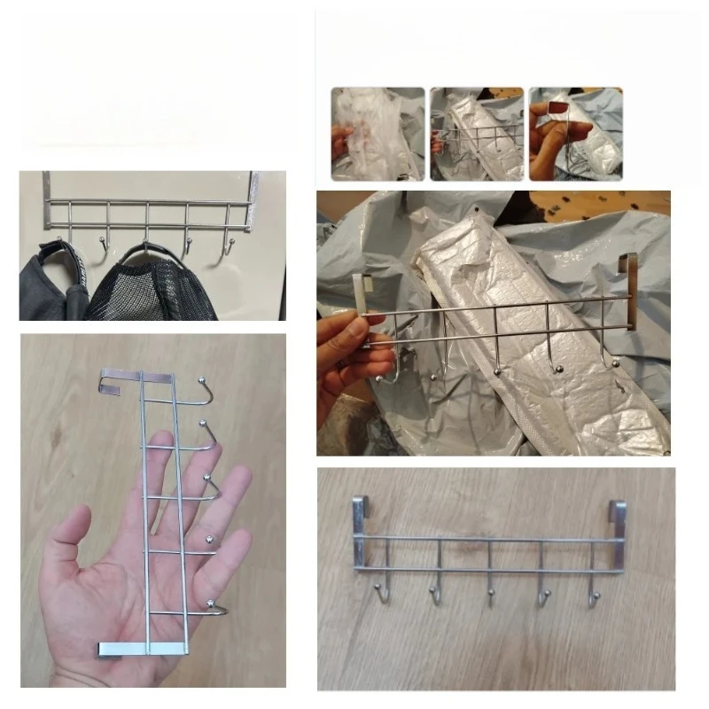 Bold Stainless Steel 5-hook Cabinet Door Back Hook 5 Hooks 24.5x9x2.39 Cm Small Door Hooks Room Clothes Towel Storage Holder