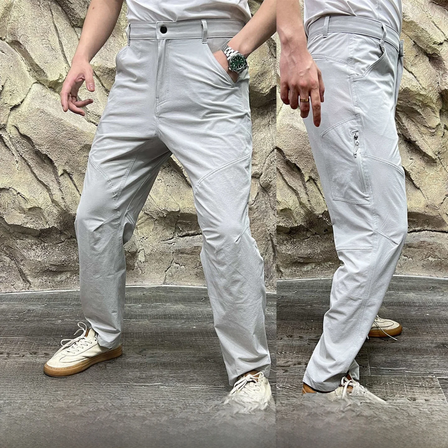 

Functional Style 3D Tailored Spring Men's Lightweight Breathable Versatile Casual Pants Long Trousers Straight Leg Elastic Waist