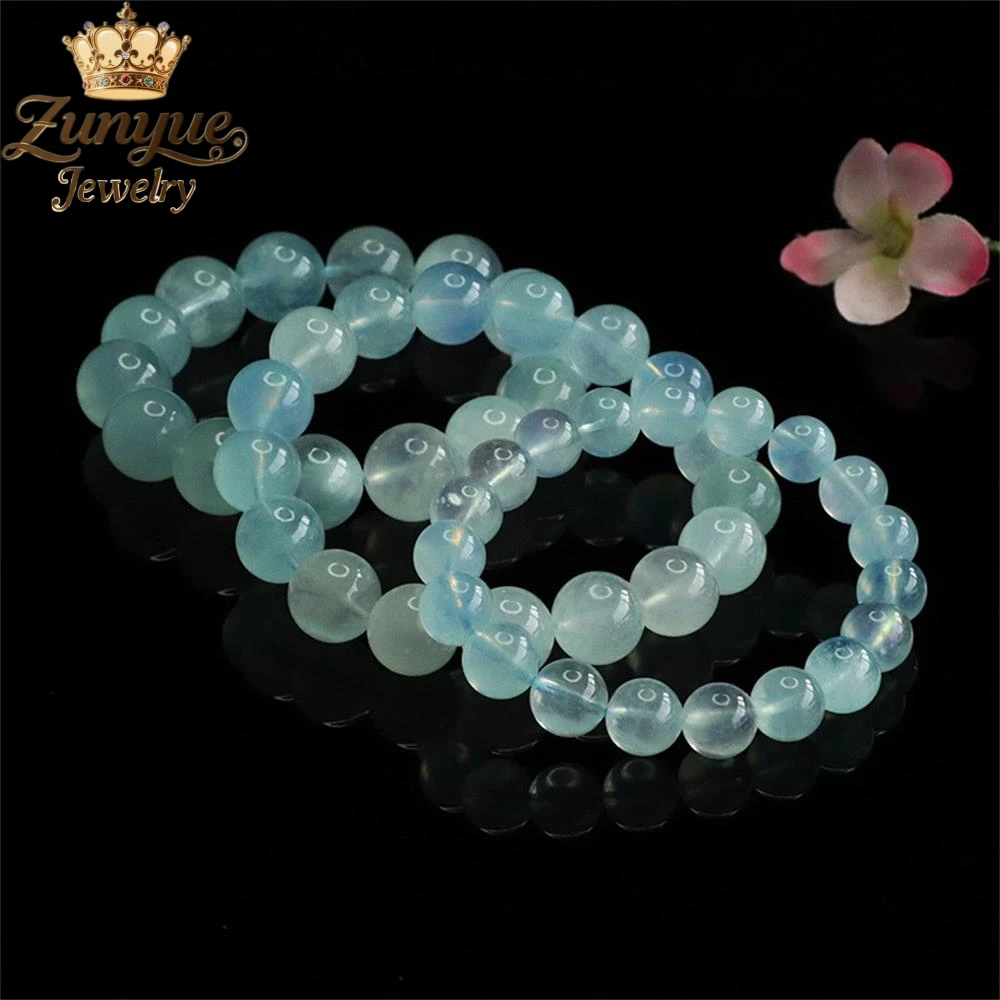 الراقية الجليدية الطبيعية الأزرق كريستال سوار فاخر جودة مجوهرات الأزياء والمجوهرات رائعة أنيقة سحر شعبية الشباب #4