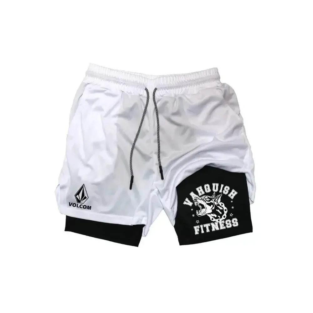 

Летние мужские двухслойные брюки с принтом «два в одном», мужские летние повседневные спортивные шорты для бега