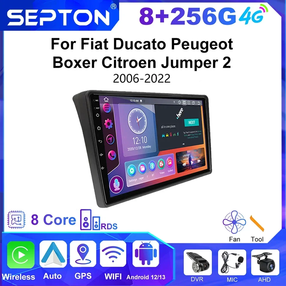 

Автомобильный радиоприемник SEPTON Android для Fiat Ducato для Peugeot Boxer 2 2006-2022 Carplay GPS Стерео навигация Мультимедиа