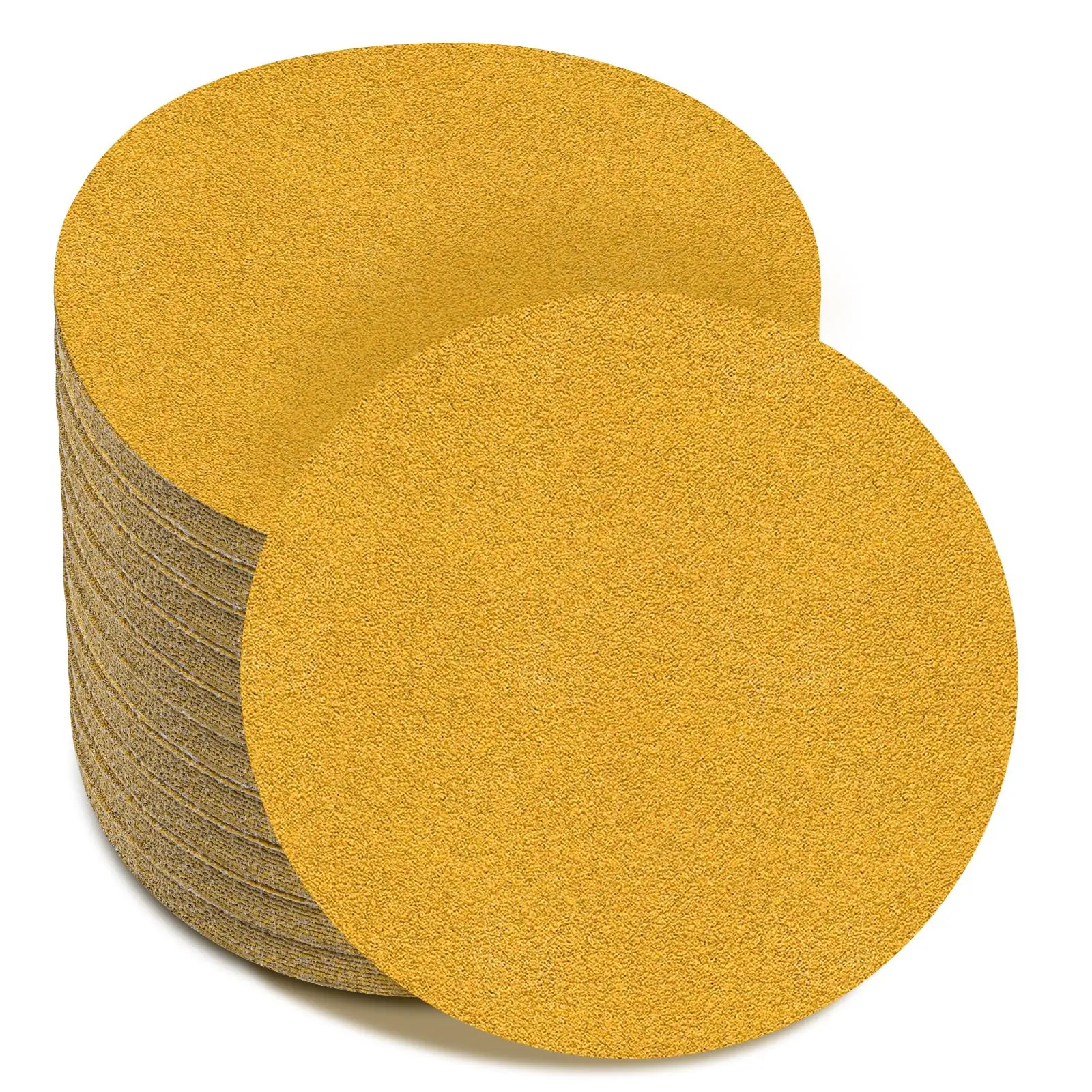 

6-inch 80 Grit No-Hole Random Orbital Sandpaper for Automotive and Carpentry, Pack of 100, Fused Alumina Particles, Velcro