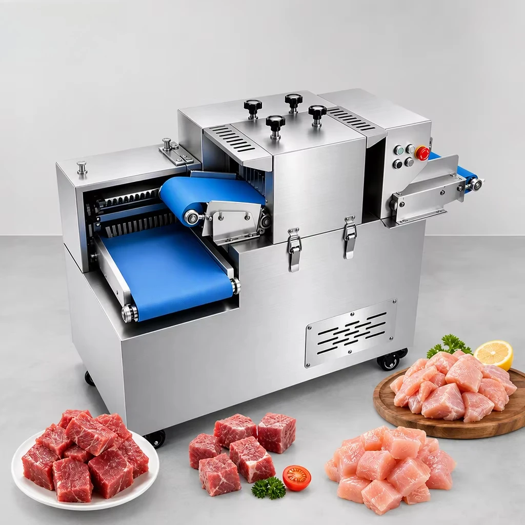 FOODLINE Frozen Meat Cutter Wear‑resistant Blade Frozen Meat Cutting Machine For Continuous Meat Processing Production
