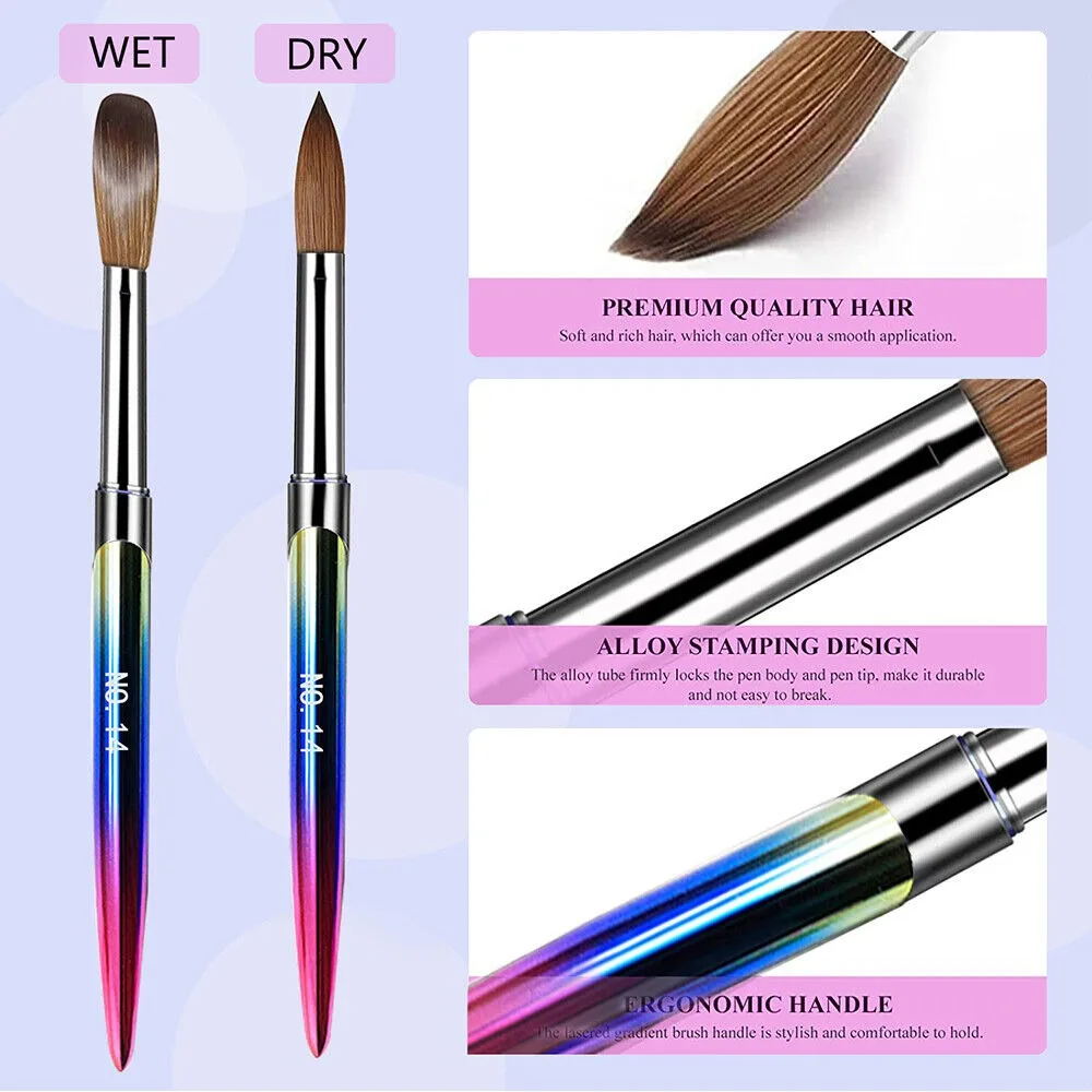 4 unids/set portátil Kolinsky Sable Nail Art Brush Set DIY fácilmente lavar cepillos para polvo cepillo acrílico