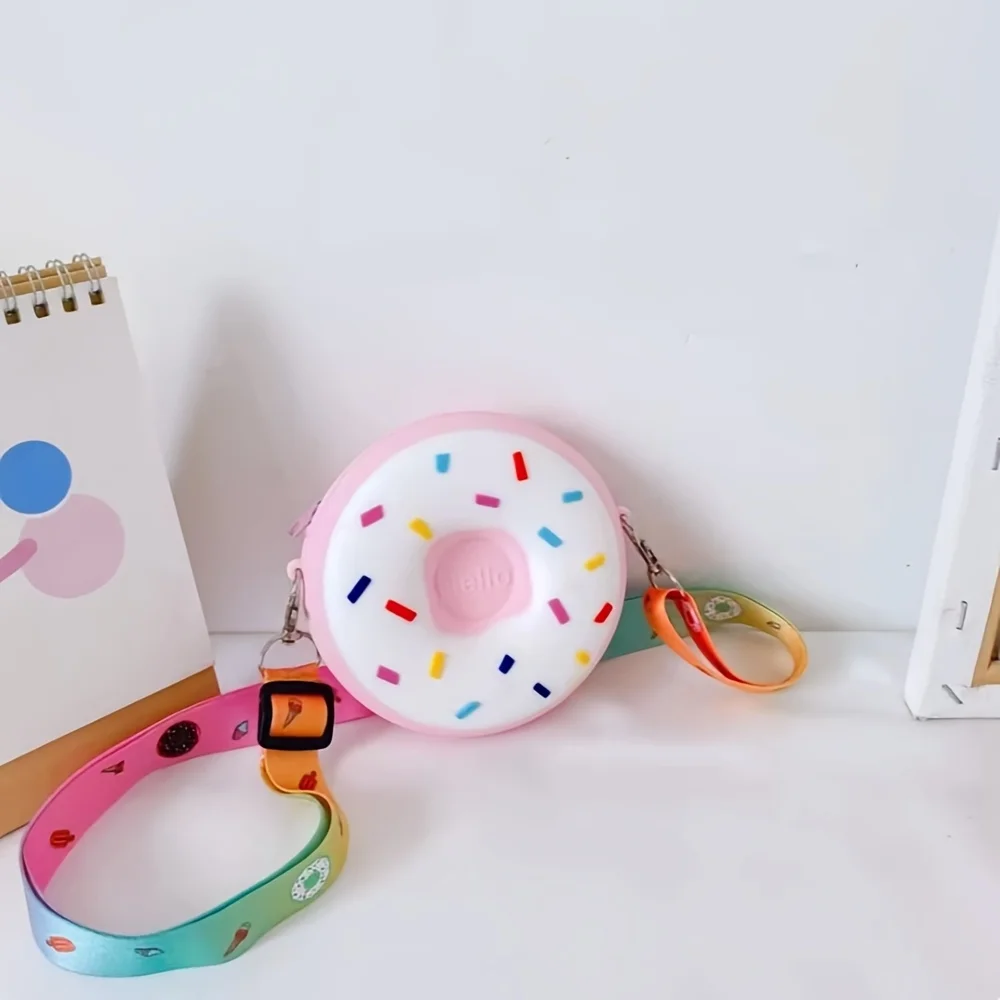 1 Donut-Shaped Coin Purse Mini Crossbody Bag Shoulder Wallet Cartoon Donut Kidsren's Fashion Mini Bag Little Girl Crossbody Bag Silicone Bag Shoulder Bag Accessories Bag