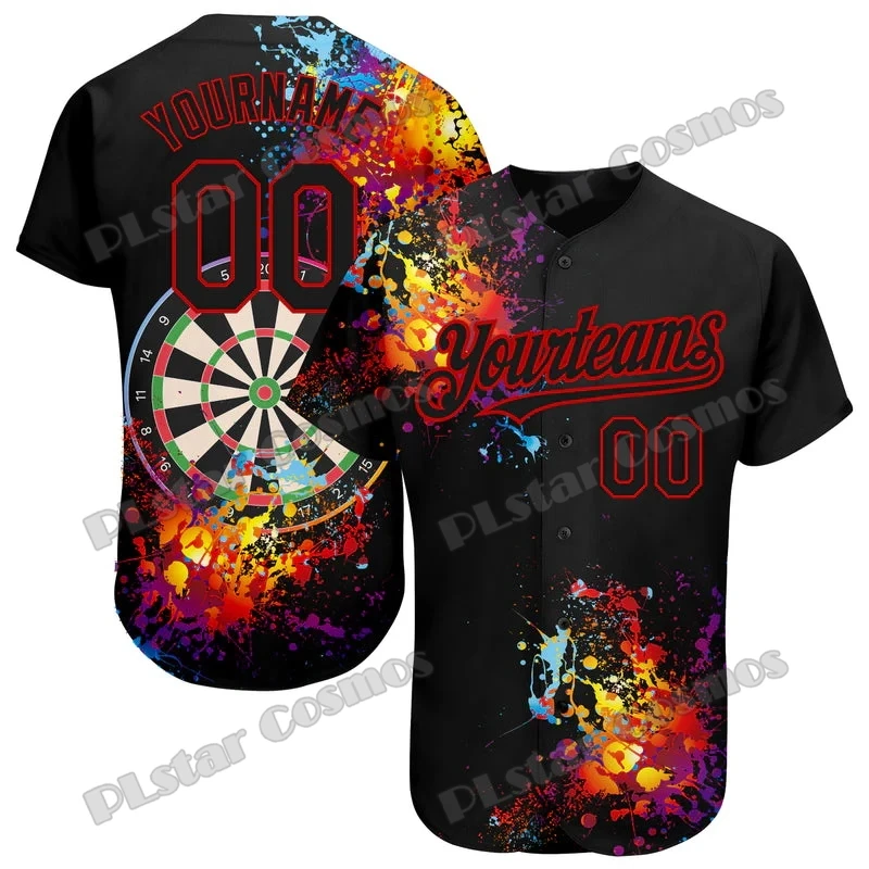 PLstar Cosmos Black Red Dart Board Pattern Design 3D Printed Mens Baseball Jersey Hip Hop Streetwear Unisex Baseball Shirt KS-71