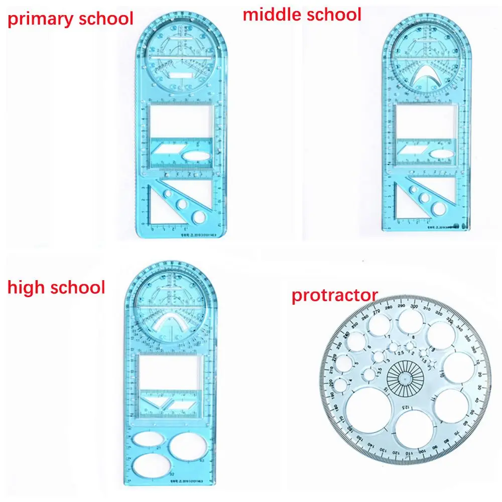 Suministros de oficina escolar, suministros de arquitectura para estudiantes, regla geométrica, transportador, plantilla de dibujo, herramienta de medición