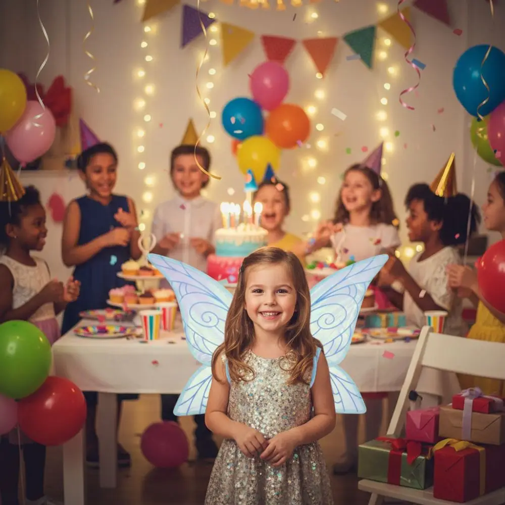 سباركلي التدرج فراشة أجنحة الأميرة الملونة الأورجانزا الجنية أجنحة الفراشة اليدوية الأشرطة المرنة أجنحة تأثيري #2