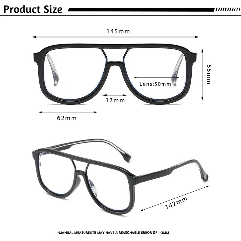 CATERSIDE Anti Blaues Licht Gläser für Männer Retro Große TR + Metall Rahmen Frauen Brillen Flache Top Doppel Brücke Punk marke Brillen – Detail 3
