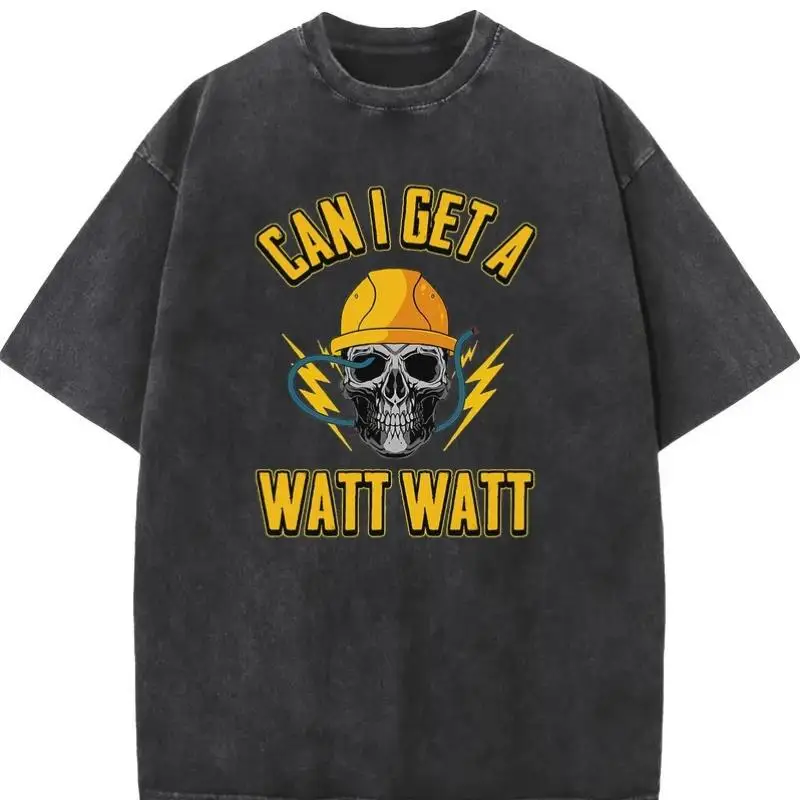 

"Funny Electrician T-Shirt for Men & Women | 'Watt Watt' Pun Graphic Tee | Vintage Washed Lineman Gift"