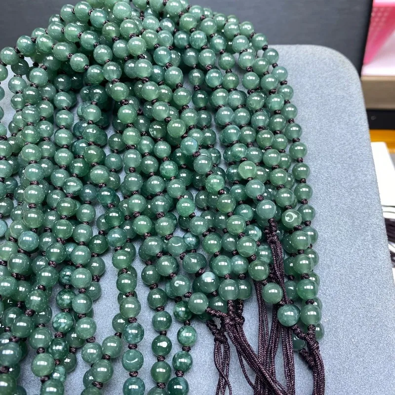 A Strip Natural Oily Cyan Jade Beads Lanyard DIY Bracelet Earrings Charm Jadeite Jewellery Fashion Accessories Amulet Gifts