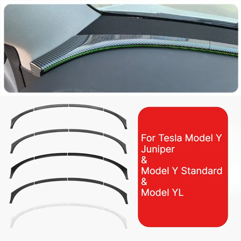 For Tesla Mode Y Juniper Standard 2026 Interior Trim Strip Model YL Car ABS Front Windshield Ambient Light Decoration Strips