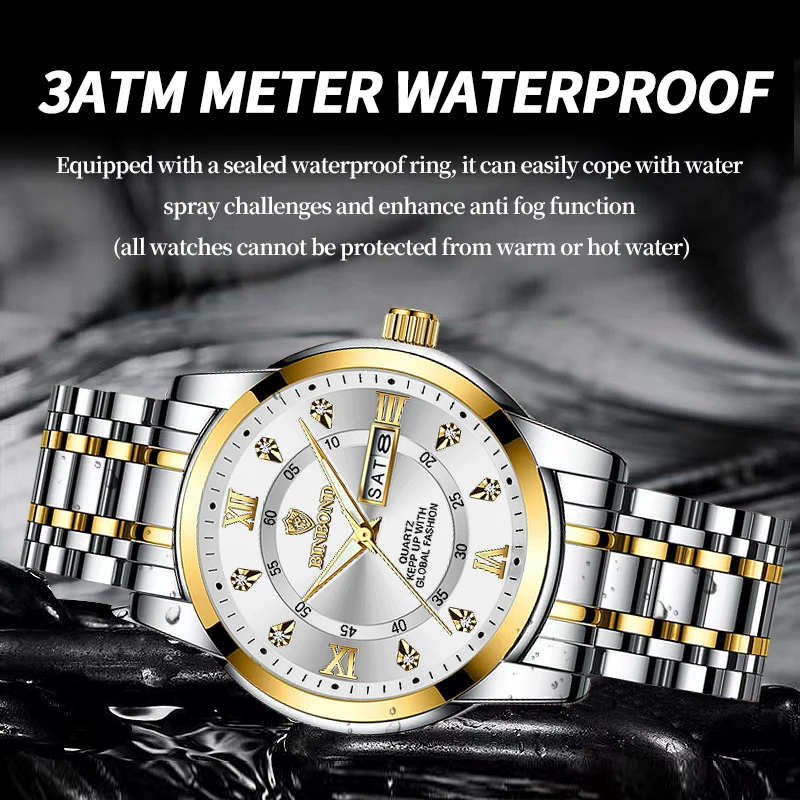 POEDAGAR ساعات عمل فاخرة للرجال تاريخ الأسبوع الفولاذ المقاوم للصدأ كوارتز رجل ساعة مقاوم للماء مضيئة موضة ساعة يد رجالية