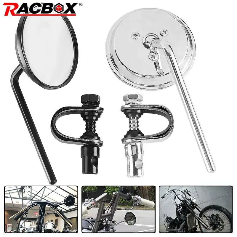 1 Pair Motorbike Rear View Mirrors Round 22-25mm Handlebar Universal Accessories For Motorcycle Cruisers Sport Bikes Street Bike