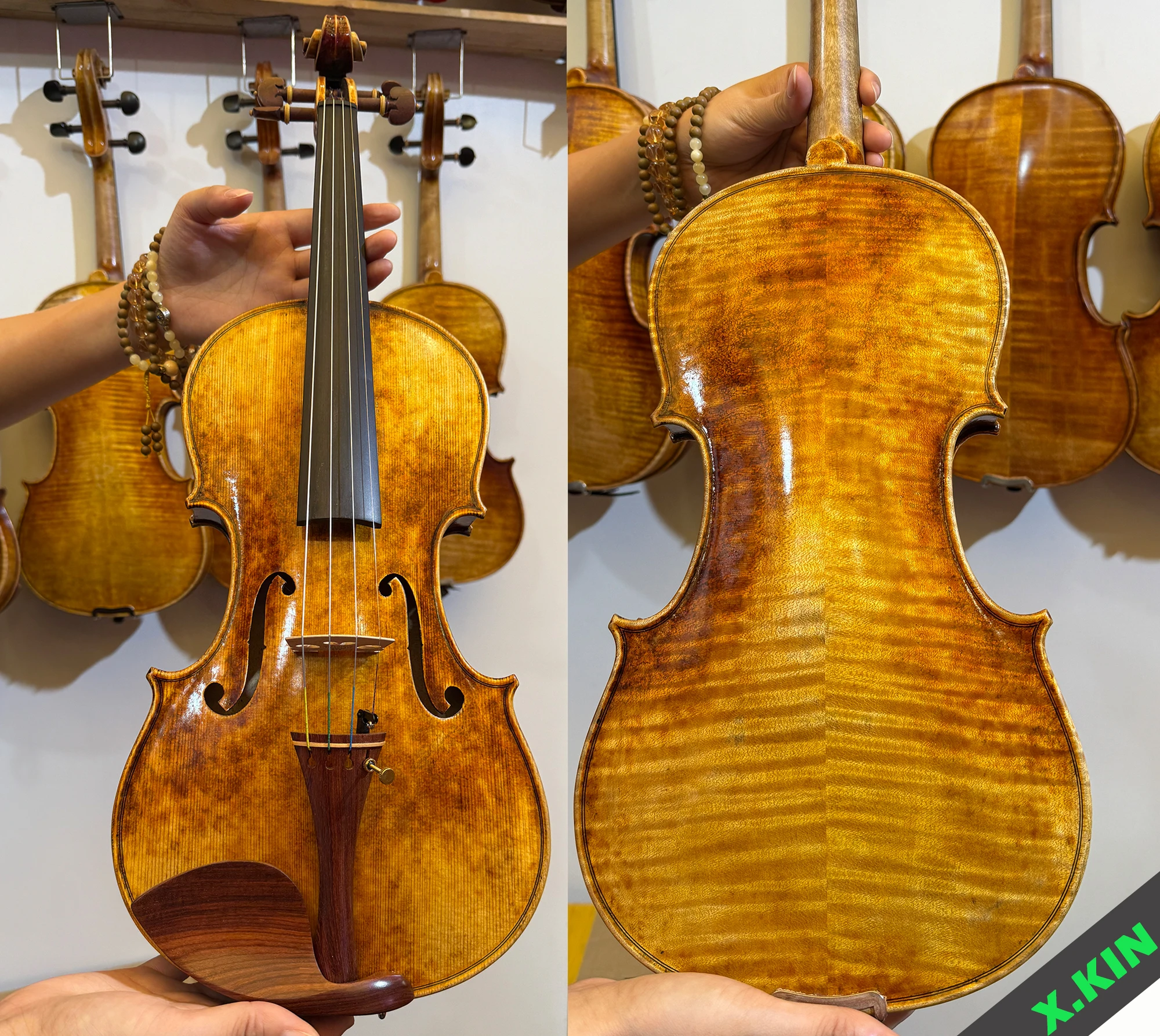 

Винтажная скрипка 4/4, копия Stradivarius Vilon 1715, ручная работа, с эффектом состаривания маслом, аксессуары из палисандра