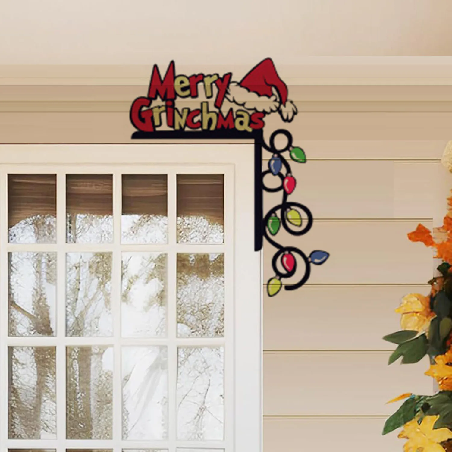 Charming Christmas Light Garland Door Topper - Home Decor Unburdened by Electricity or Feathers