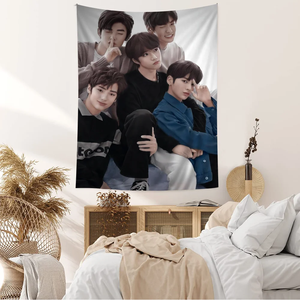 Kpop T-Tomorrow X T-Together TXT Anime Tapestry Hanging Tarot Hippie Rugs Dorm Hanging Sheets Colorful Tapestry Art Decor