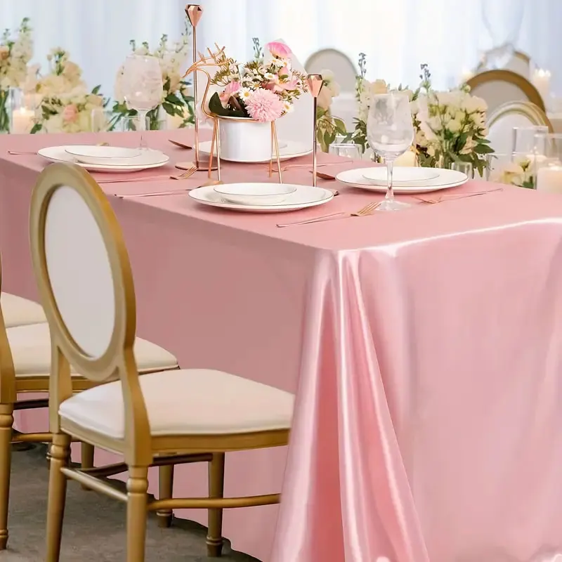 1pcs, Glossy Satin Tablecloth, Suitable for Hotel, Banquet, Wedding, Birthday, Party, Outdoor, Home Decoration Tablecloth