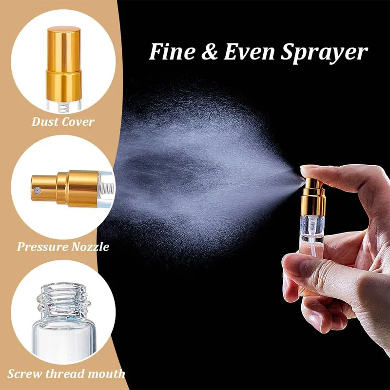 5/10 Stück leere 2–10 ml Mini-Glas-Parfüm-Sprühflaschen, nachfüllbar, Feinnebel-Sprühflasche, Probenbehälter für Toner, ätherisches Öl – Detail 6