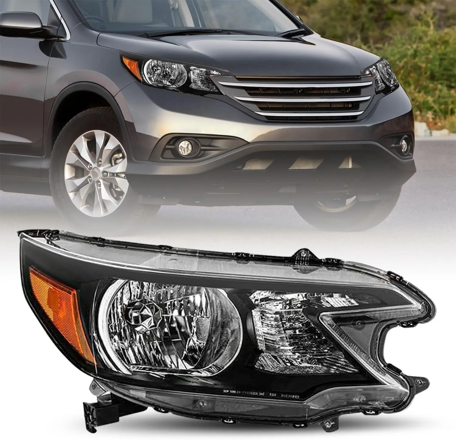 Headlight Assembly Replacement for 2012 2013 2014 Honda CR-V OE Style Headlamp Halogen Head Light Lamp Front Light, Right Passen