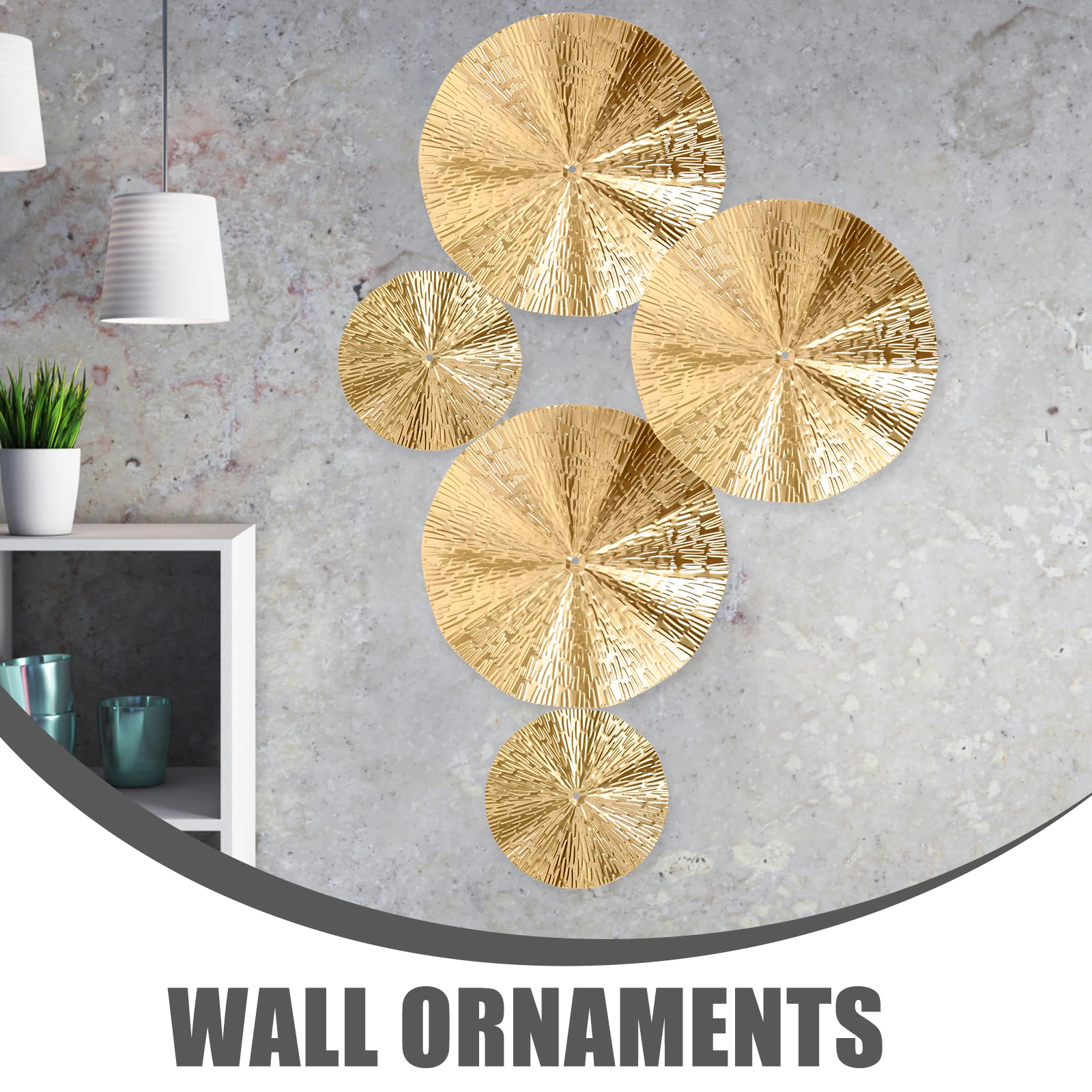 

6pcs Sunglasses Wall Decor Metal Circular Home Office Modern Bedroom Bathroom Living Room Gold Accessories