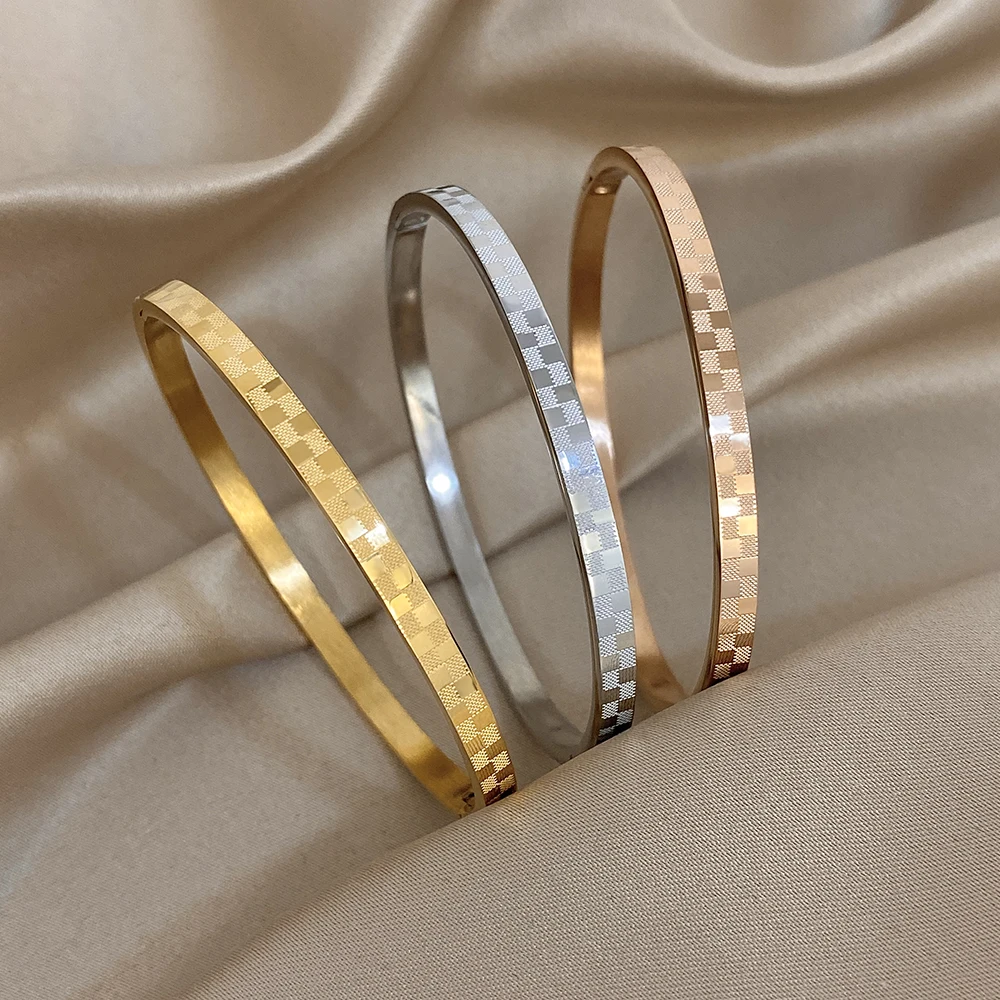 

3 Pieces Simple Waterproof Stainless Steel Bangle Bracelet Women Fashion Elegant Geometric Stackable Round Bangle Jewelry Gifts