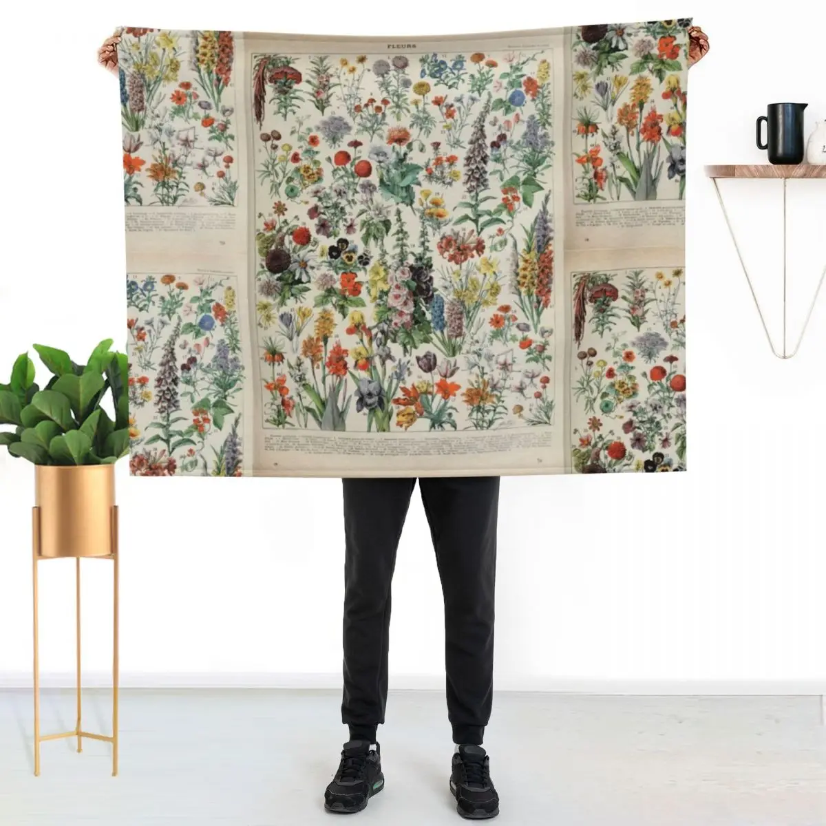 

Adolphe Millot fleurs A Throw Blanket Outdoor Soft Blanket for Picnic Beach Camping