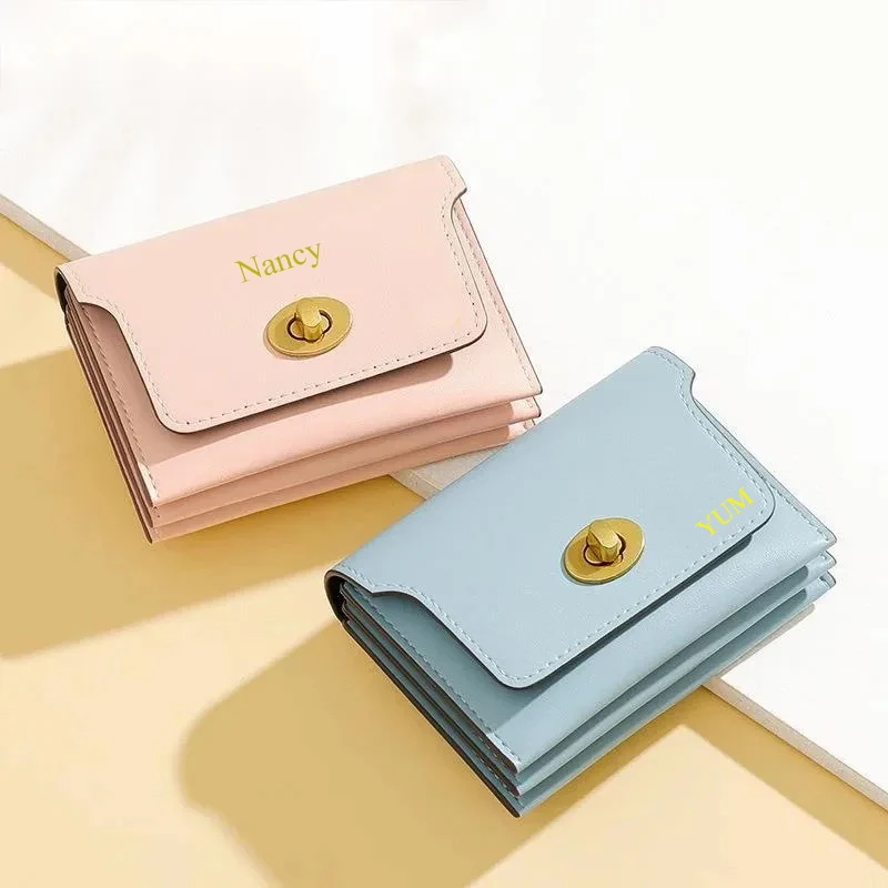 

Модный женский короткий кошелек с буквами на заказ, винтажный маленький кошелек из искусственной кожи, большой вместительный держатель для кредитных карт, милый зажим для денег