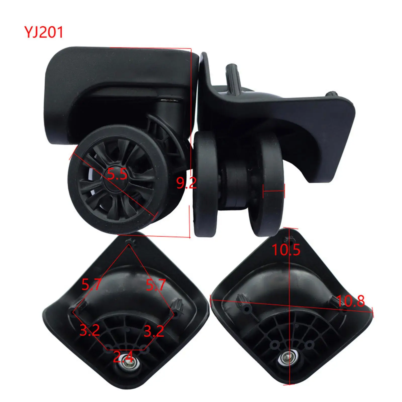 

Heavy Duty Luggage Wheels Double Row ABS Swivel Casters 360 Degree Rims for Travel Suitcase Replacement
