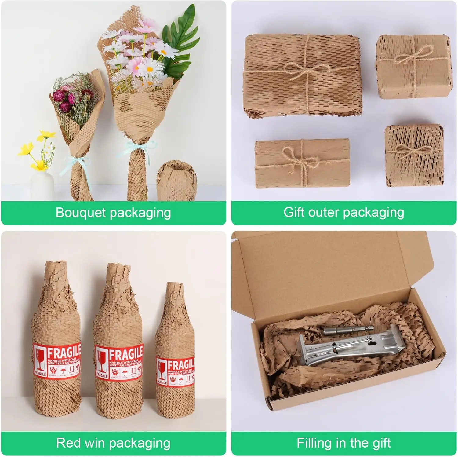 19.68'' x 820ft, 200 Fragile Stickers Included | Wine Box, Artwork