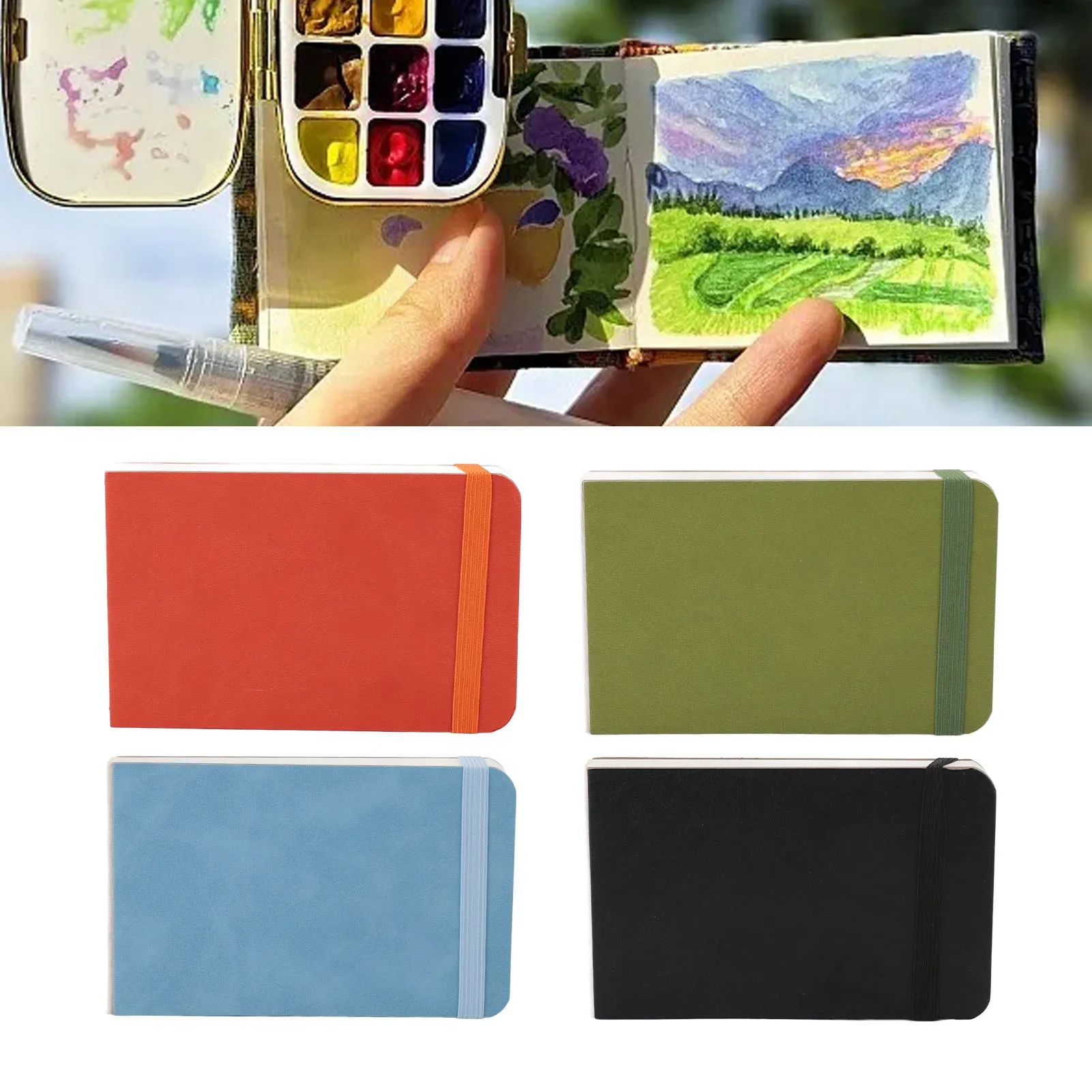 30 Sheet Watercolor Sketchbook 300GSM Portable  Watercolor Paper Travel Diary Book 14 X 9cm Mini Watercolor Journal