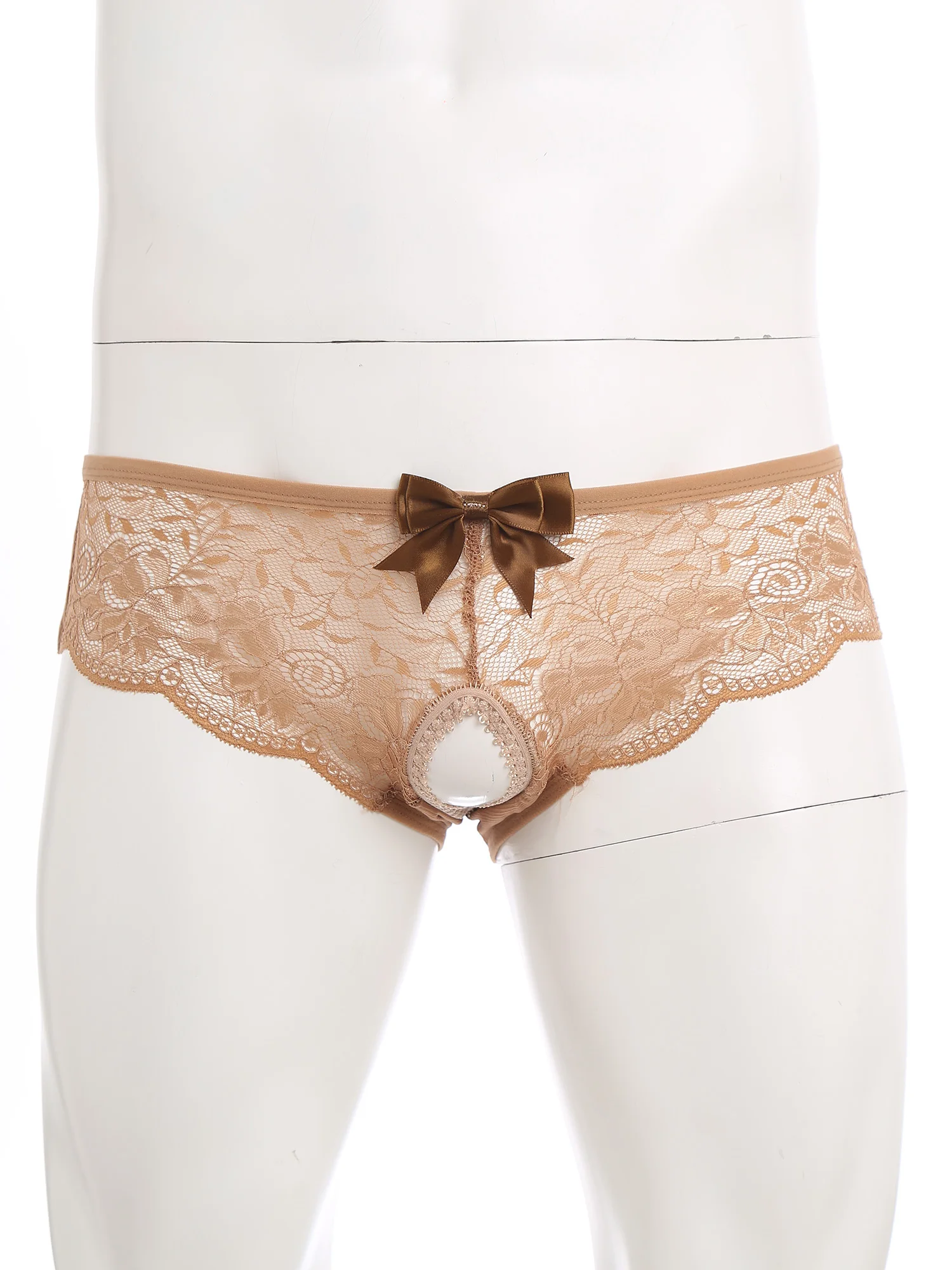Men's Floral Lace Closed/Opened Crotch Lingerie with Bow