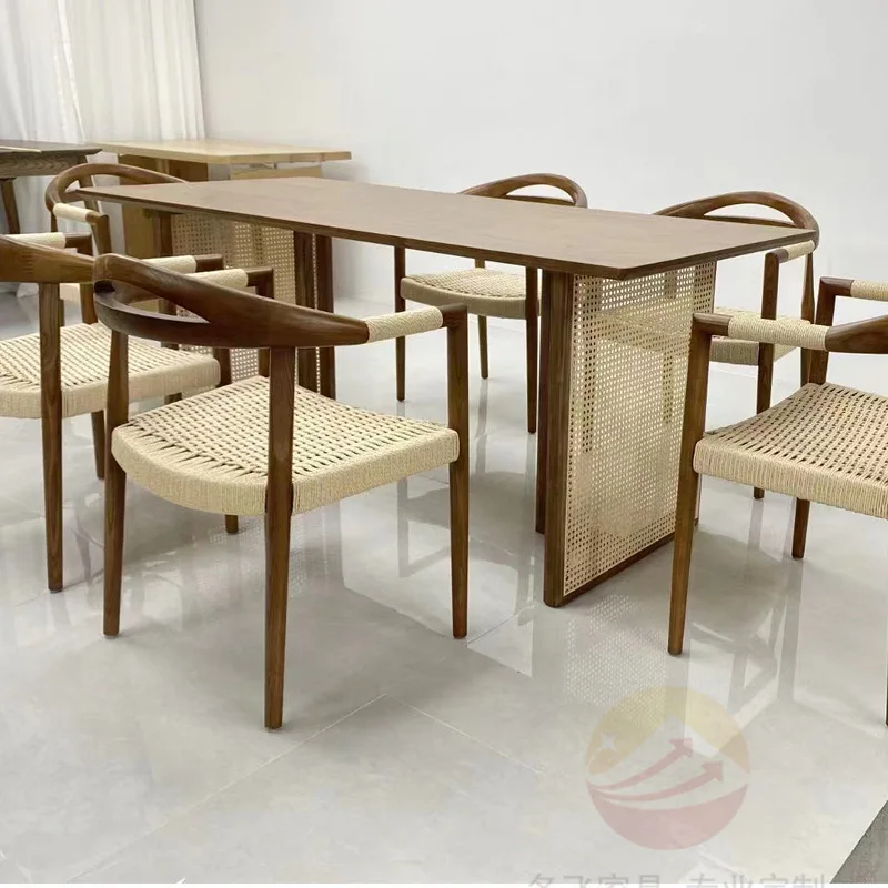 Długi stół Sala czytelnicza Odbiór herbaty Drewniany długi stół Klub biblioteczny Odprawa