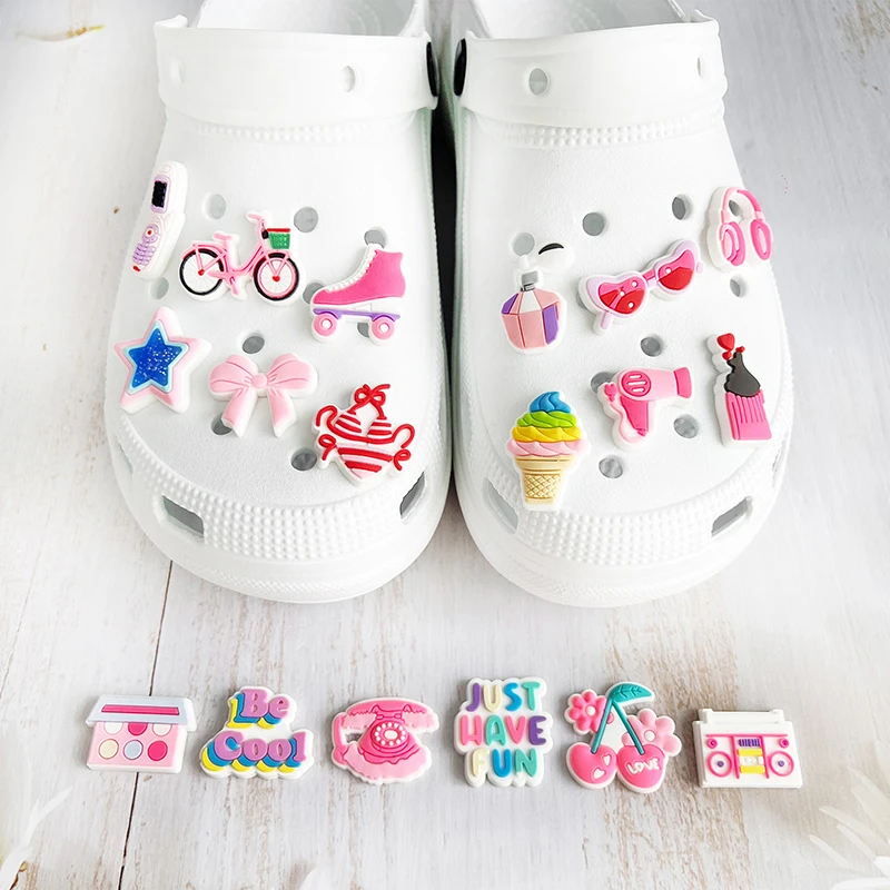 Nieuwkomers Roze Regenboog Bloemenschoen Bedels Voor Crocs Accessoires Bedels Schoenversieringen Sandalen Pinnen Grils Vrouwen Geven De Voorkeur Aan Cadeau