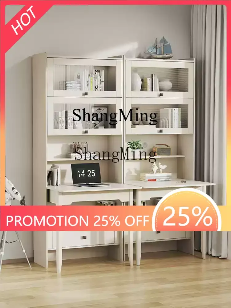 

ZYY premium exquisite desk bedroom one-piece desk cabinet household cream computer desk bookshelf combination