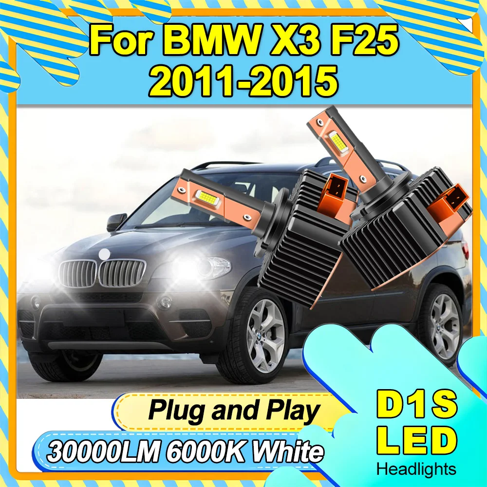 

2PCS Super White D1S Auto HID Xenon Lights Canbus LED Headlamps Bulbs 30000LM 120W 6000K For BMW X3 F25 2011 2012 2013 2014 2015