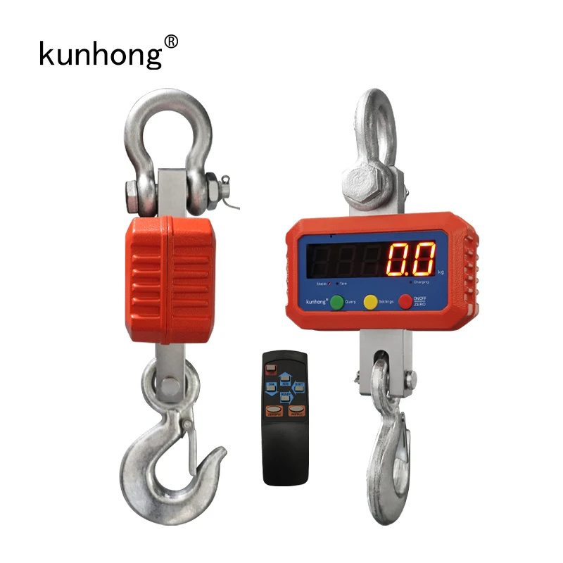 Kunhong 100kg Balance Scales Digital 1000kg Crane Hook OCS Light Remote Hanging Led Indicator Digital Electronic Hanging Scales