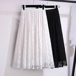 100/175kg Plus Big Size Women Clothing Loose Casual Oversized New Fashion Lace Skirt Women High Waist Elastic Large Skirt Women