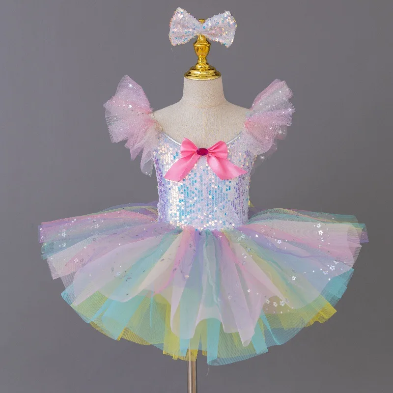colorful-gradient-tulle-tutu-ballet-outfit-shiny-sequin-bodice-ruffled-shoulder-pink-bow-stage-dress-with-sequined-bow-headpiece