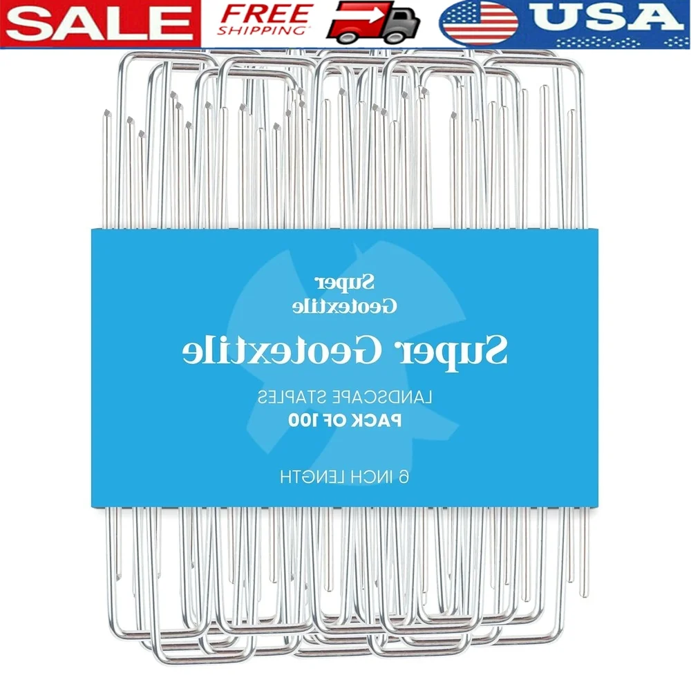 

Heavy Duty Landscape Staples U-Shaped Sod Pins 100 Pcs 11 Gauge Galvanized Garden Stakes Weed Barrier Landscape Fabric