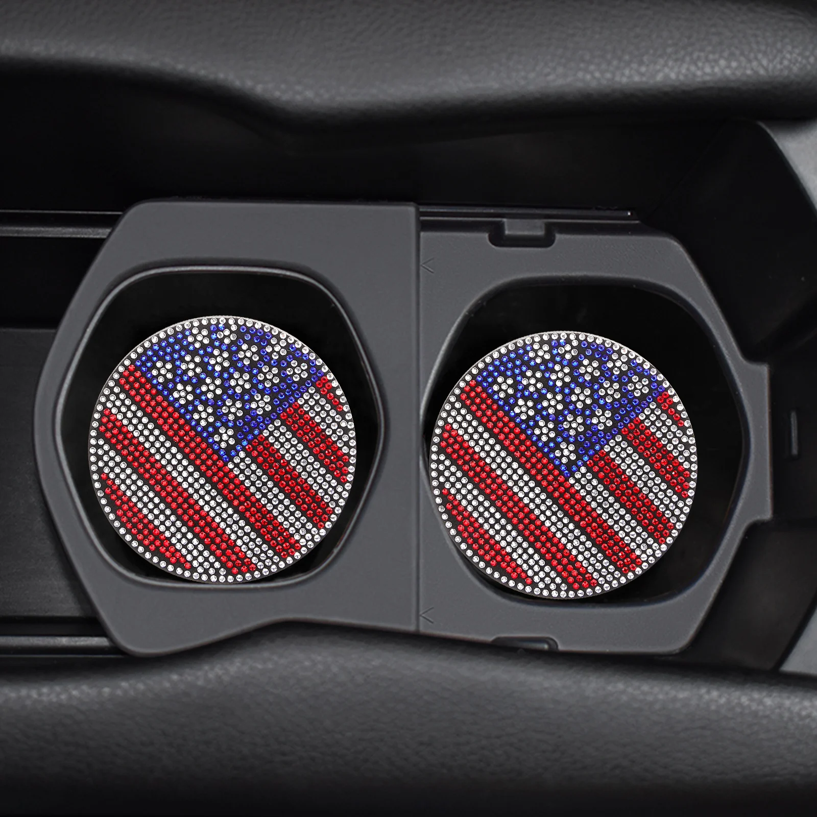 

2 Pcs Car Diamond-mounted Coasters Cup Holder Anti-scald Mat for Drinks Mats Cars Pvc Insert