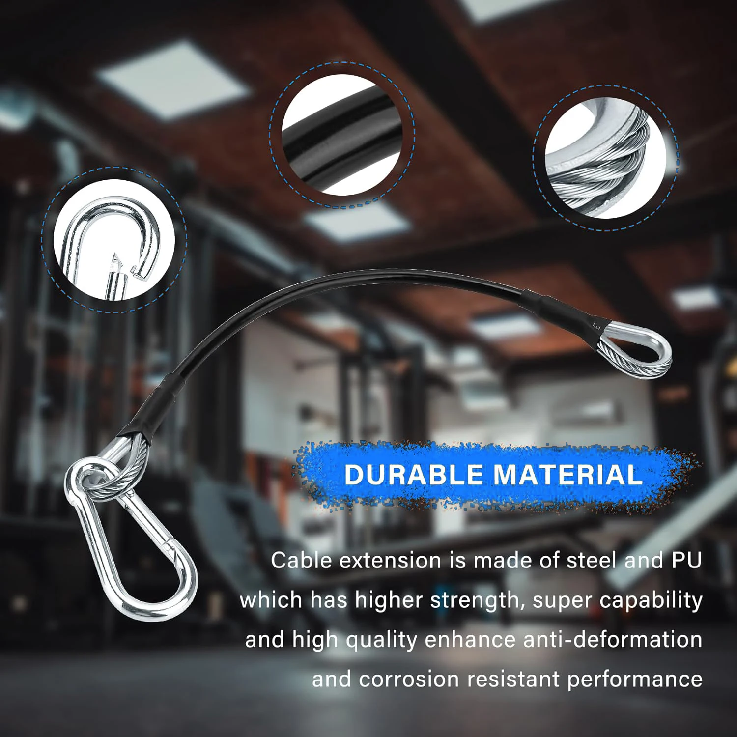 2PCS 10 in/25cm Cable Extensions for Fitness Machines Replacement Cable Extensions for LAT/Bicep Pulldowns and Leg Extensions