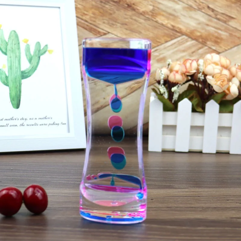 Decompression Double Color Sand Hourglasses Colorful Liquid Timer Anxiety Relief Liquid Motion Timer Bubble Timer Oil Decor Gift