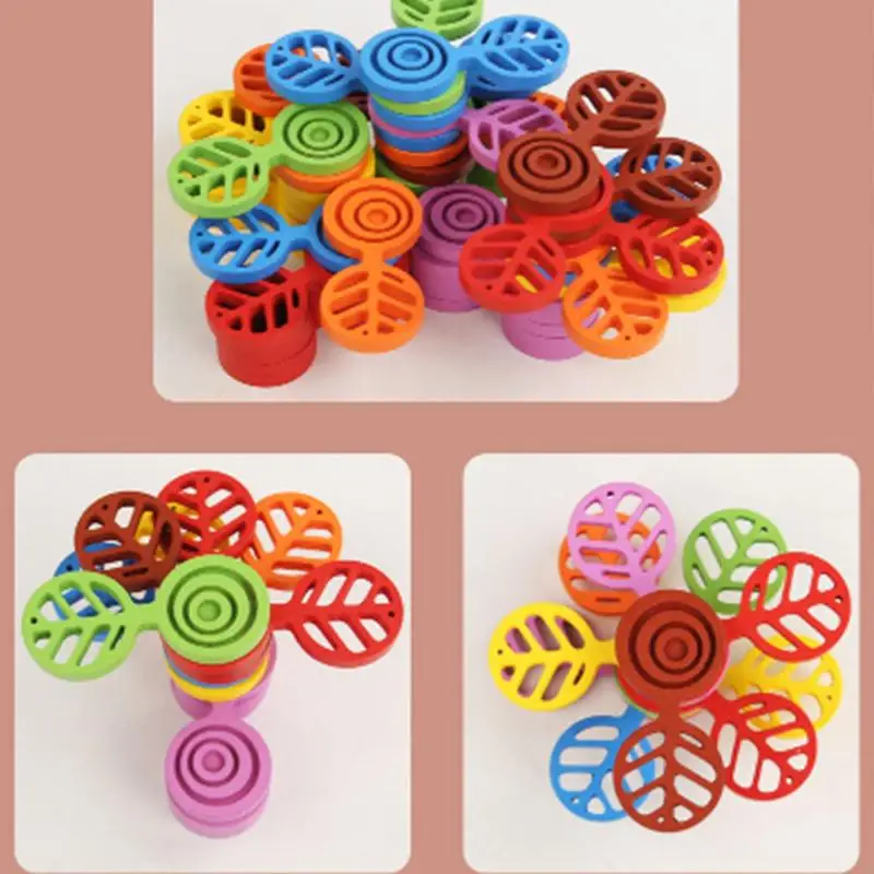 Stack Arcobaleno Albero Colorato Creativo Blocchi impilabili Giocattoli in età prescolare Blocchi di equilibrio per bambini Pietre impilabili in legno per l'esercizio