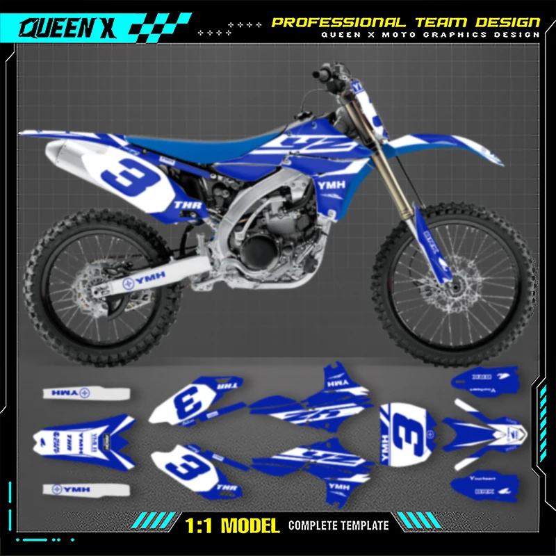 

QUEEN X MOTO Motorcycle Graphics Decals For YAMAHA For YZF450 2010- 2013 Motorcycle Decal Stickers 006
